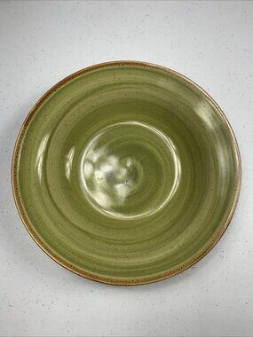 Thomson Pottery, Swirl Pattern Diameter Large Rim Soup Bowl Pasta Green